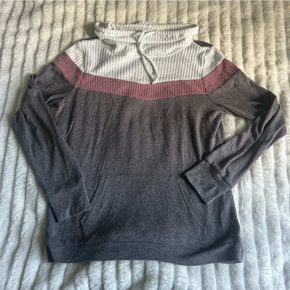 Kismet Women's USM Grey and Pink Cowl Neck Sweater